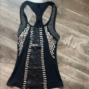 Elegant Black Sequin Women's Tank Top